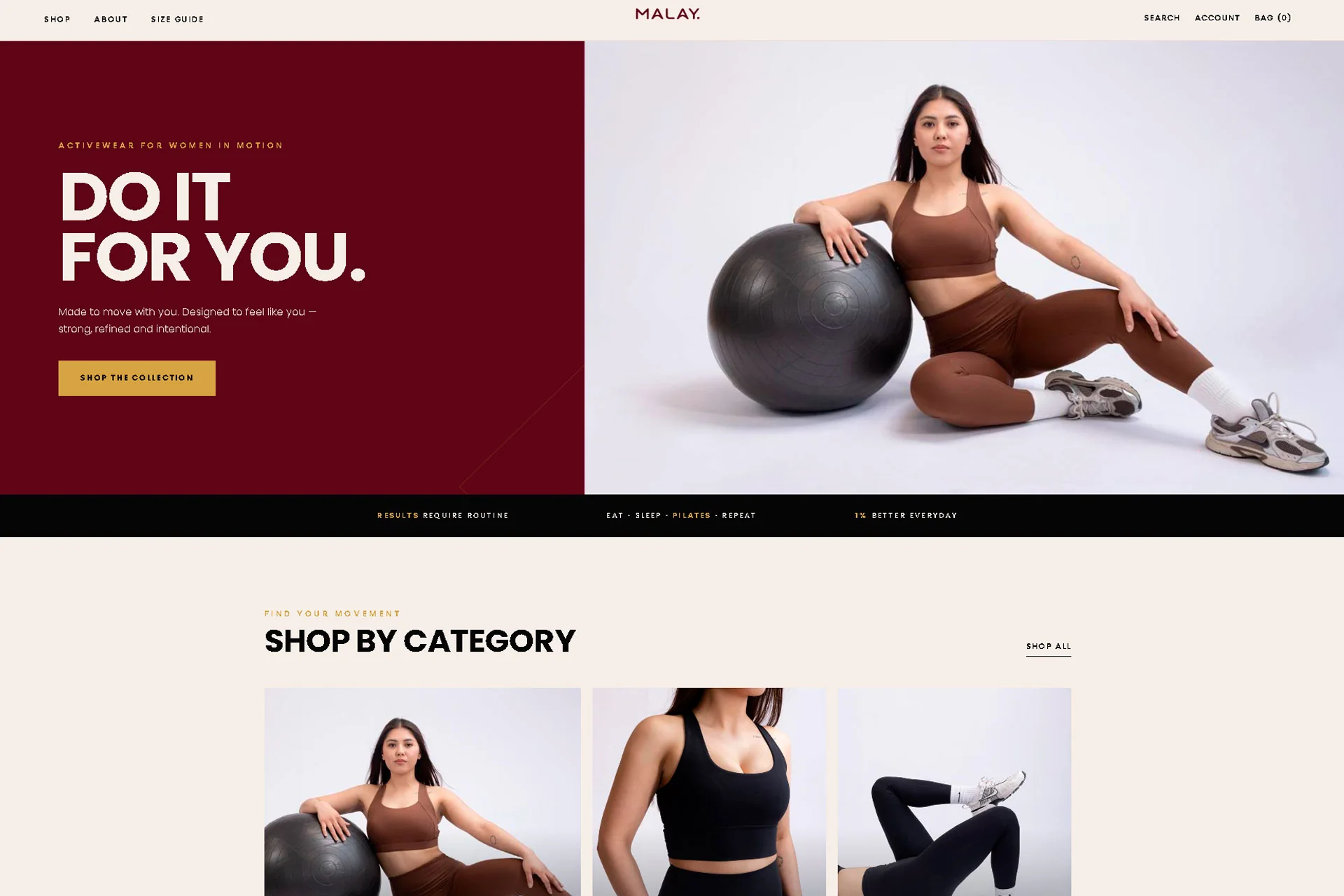 Malay Activewear — e-commerce storefront design