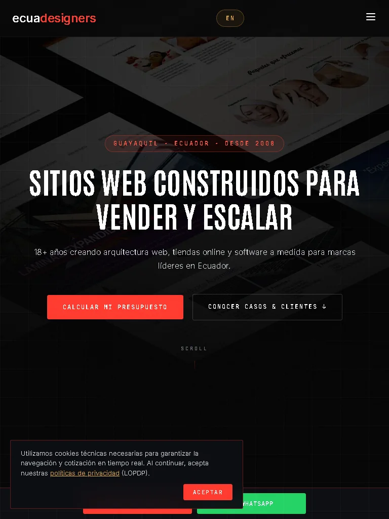Ecuadesigners Studio mobile portfolio preview
