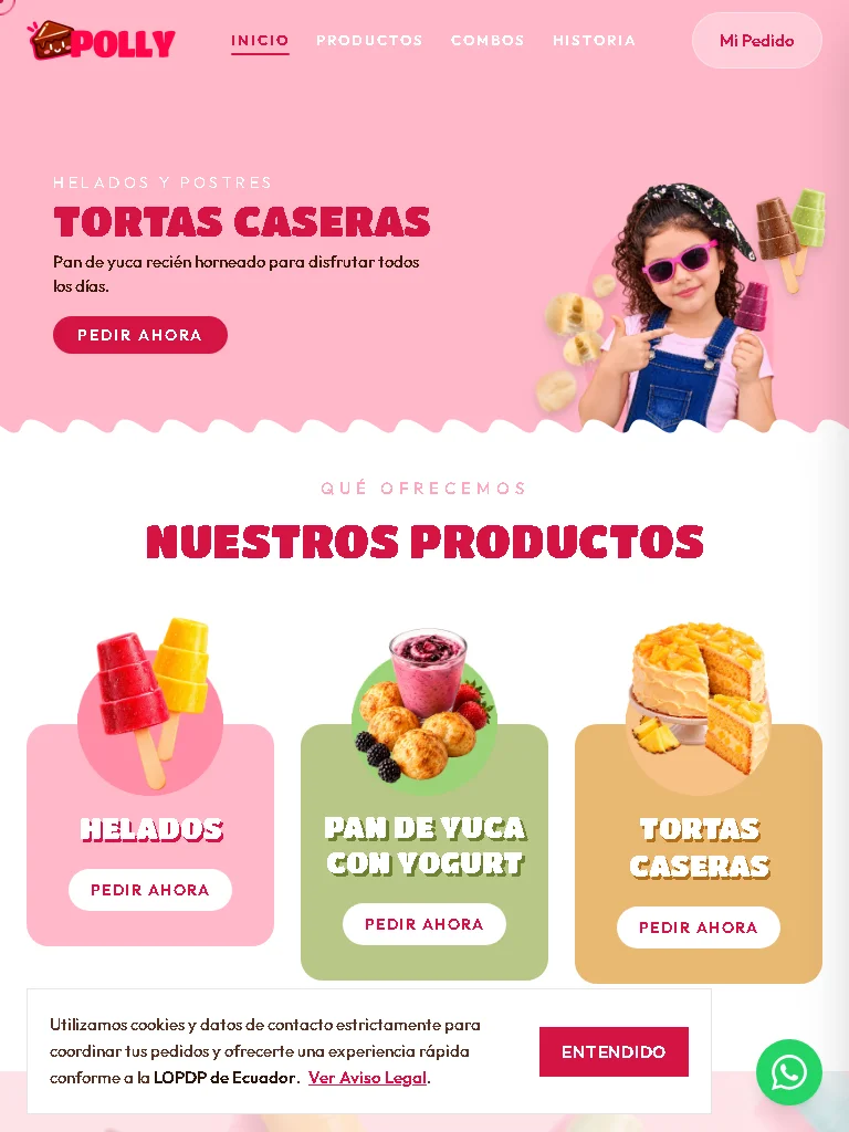 Sweet Polly Pop mobile order selector preview