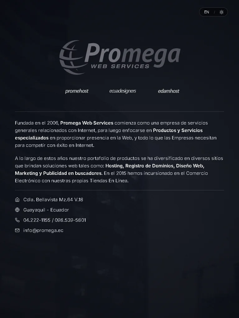 Promega Web Studio service matrix preview